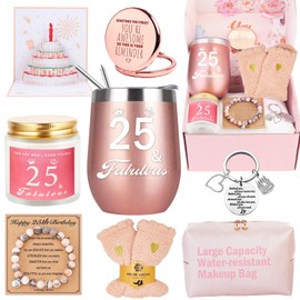 25th Birthday Gifts For Girls, 25 Year Old Girl Birthday Gifts, Happy 25th Birthday Basket Gifts Box for Best Friends Female Daughter Sister Her Girlfriend Coworker Bestie Women Birthday Unique