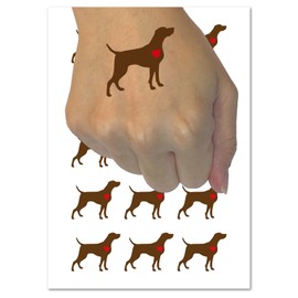 Weimaraner Dog with Heart Temporary Tattoo Water Resistant Fake Body Art Set Collection - 15 2" Tattoos (1 Sheet)
