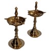 Purpledip Brass Column Diya (Set of 2): 5 Lights Mini