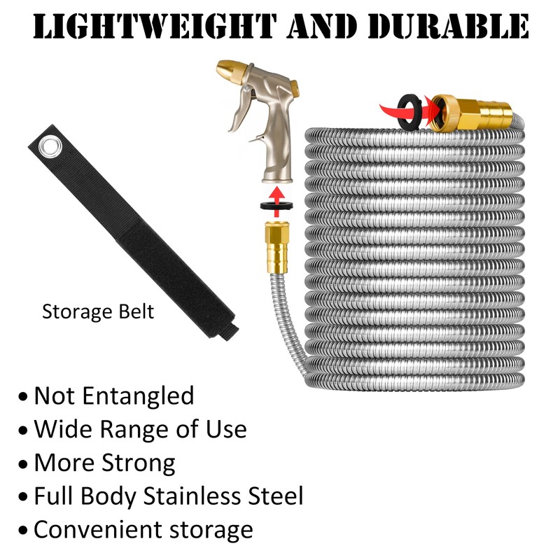 125ft Garden Hose Made by Metal with Super Tough and
