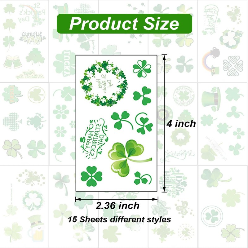 15 Sheets St Patricks Day Tattoos, St Patricks Day Shamrock