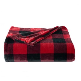The Big One Throw Blanket Plush Super Soft Warm Cozy for Living Room 60 x 72 inches Oversized (Red Black Buffalo Plaid)