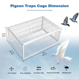 Pigeon Trap Cage with Escape-Proof Design Chicken Trap Bird Cage with One Way Entrance for Sparrows Quails Bird Chick and Duckling (23.6”L x 15.75” W x 10.24 ”H)