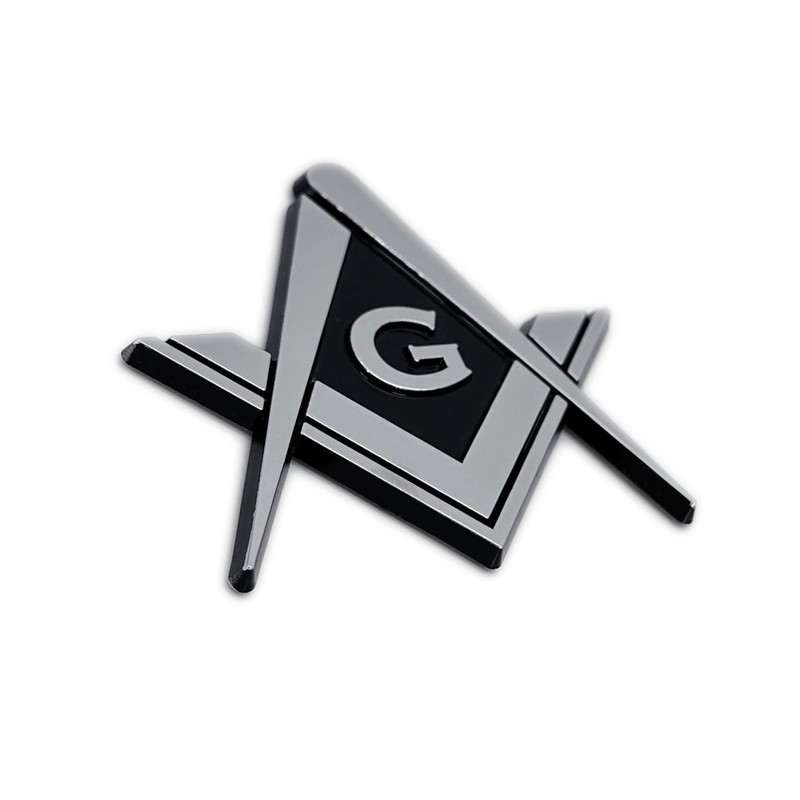 Mason Square Compass Chrome Emblem