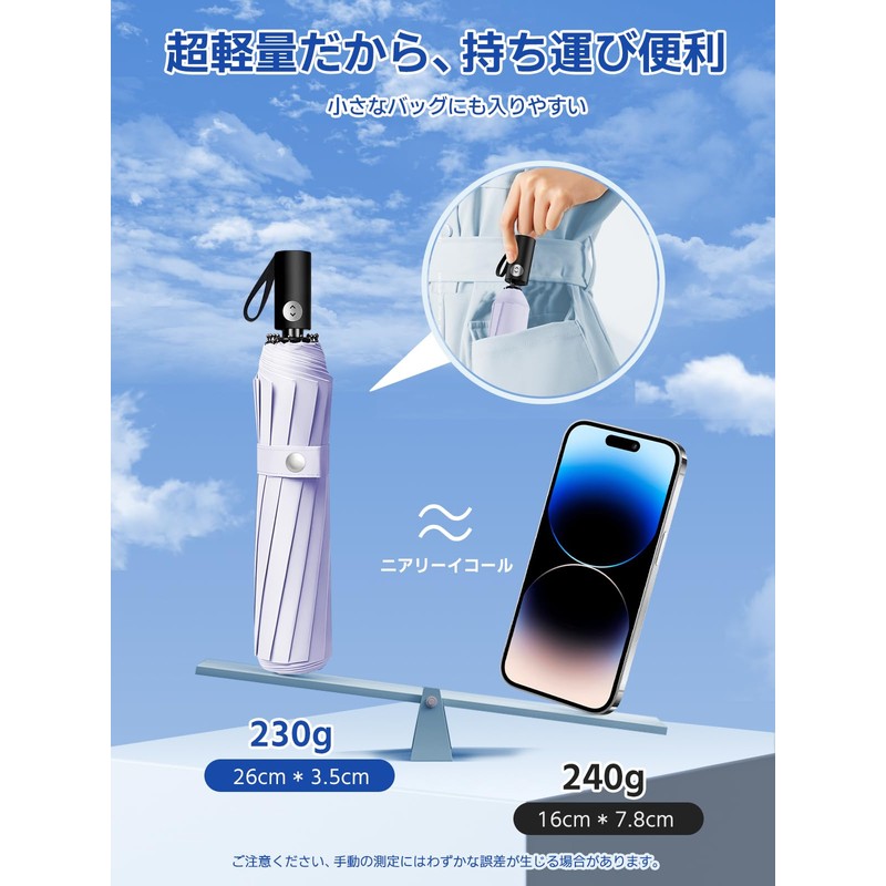 Alwgreen Parasol, 100% UV Protection, Light Blocking, Heat Blocking, Folding