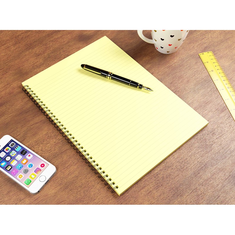 Silvine Luxpad A4 Memory Aid Yellow Paper Notebook - Lined
