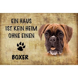 mrdeco Wooden Sign 12 x 18 cm Boxer Dog Without No Home Wooden Sign