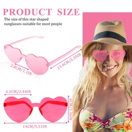 Uintoon Heart Sunglasses 2 Pairs Pink Heart Glasses for Women Girls Cute Heart Shaped Sunglasses Funny Party Glasses Bachelorette Party Favors Pink Accessories for Women Birthday Decorations Gifts