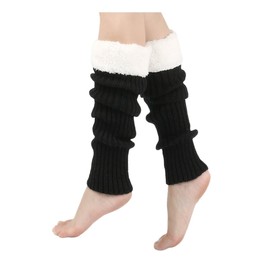 KGDUYC Leg Warmers for Women Women Ballet Leg Warmers with Heel Holes Ballet Yoga Leg Warmers Leggings Support Stockings (Black Plus Fleece), multicoloured