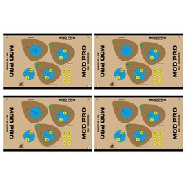 Morrell Yellow Jacket MOD Pro ASA and IBO Shooting Bullseyes with Universal Scoring, Grommets, & Hook & Loop Fastener for Archery Target, 4 Pack, Tan