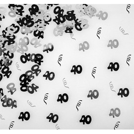 14g Black & Silver 40th Birthday Confetti Foil Metallic Glitz Table Scatter Sprinkles Age Bday Party Decorations