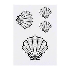 4 x 'Sea Shell' Temporary Tattoos - Water Resistant, Skin-Safe, Non-Toxic Transfers, Mixed Sizes (TO00073370)