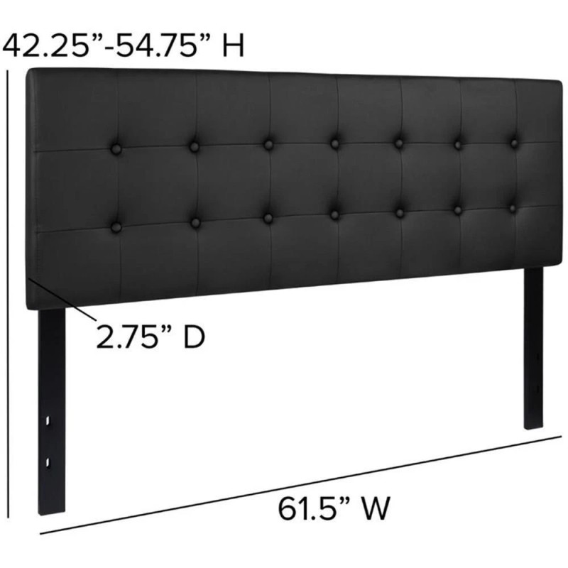 Flash Furniture Lennox Upholstered Queen Panel Headboard in Black