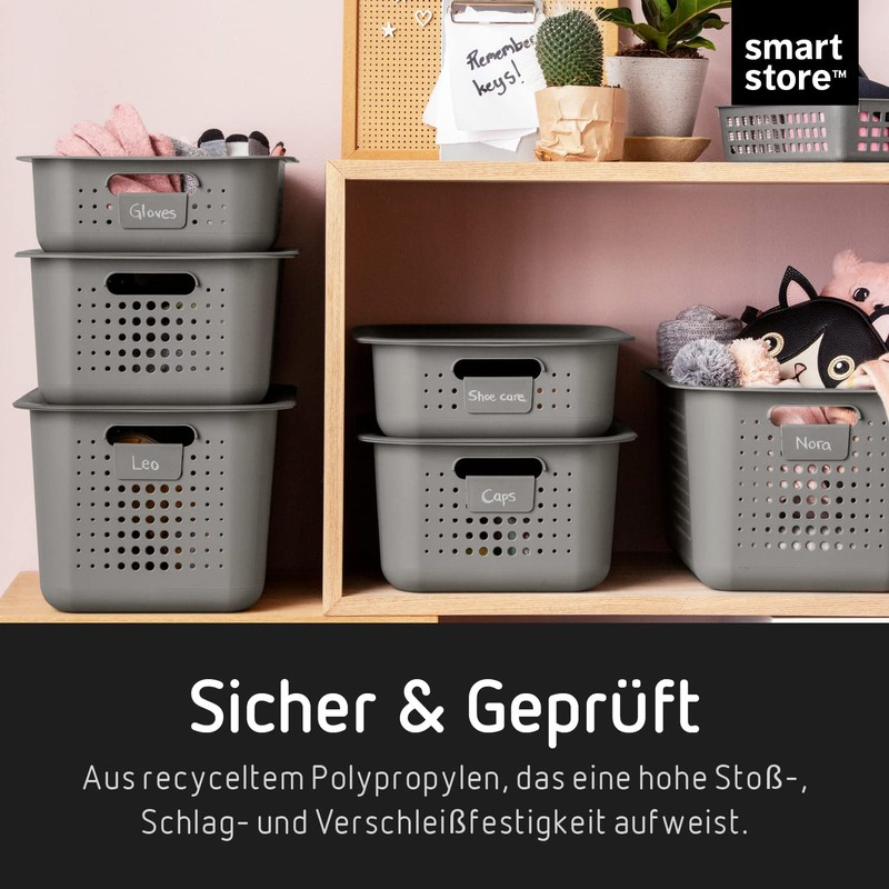 SmartStore 10 L Recycled Plastic Storage Basket with Handles -