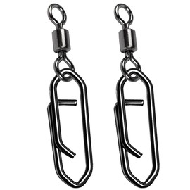 AMYSPORTS High Strength Saltwater Barrel Swivels Fishing Tackle Stainless Steel Line Connector Fishing Snaps Swivel Change Quick Fishing Clips Snap Black Nickel, 50pcs, 112lbs