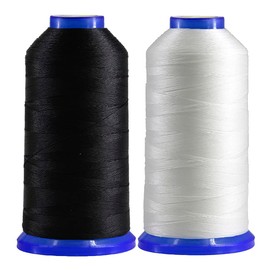 Selric [3400Yards / Black+White] Pack of 2 Tex 70 Bonded Nylon Thread for Leather Sewing 210D/3 T70#69 Heavy Duty Upholstery thread for Leather and Other Heavy Fabric