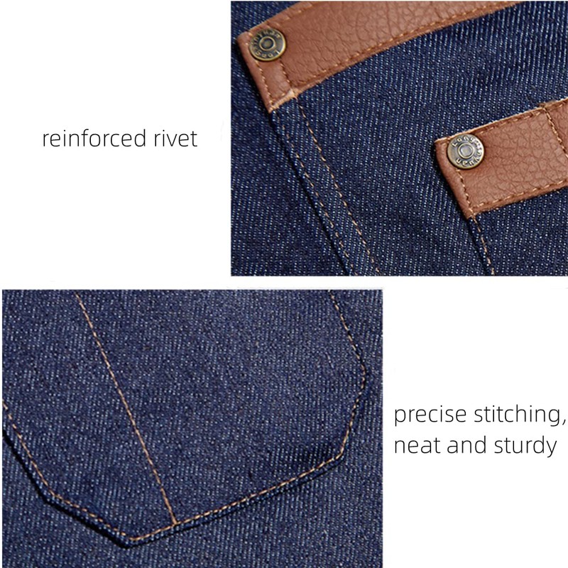 TOPTIE Denim Unisex Half Apron Waist Bistro Apron with Pockets