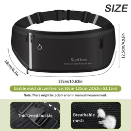 SooGree Running Belt Fanny Pack for Women Men Waterproof Waist Pack Runners Bag Slim Money belt Phone Holder for Sports Hiking Traveling Adjustable Strap Workout Pouch Lightweight Walking Jogging