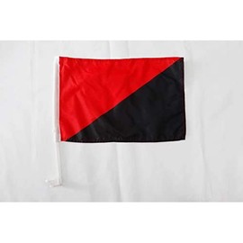 Anarcho Syndicalism Movement Car Flag 18'' x 12'' - anarcho-syndicalist Car flags 30 x 45cm - Banner 18x12 INCHES PLASTIC STICK - AZ FLAG