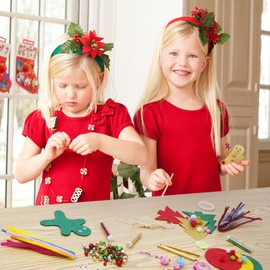 Christmas Arts and Crafts Supplies for Kids, 190+ Pcs Christmas Craft Party Kit with 12 Felt Shapes and Assorted Accessories, Xmas Activities DIY Crafting Kit for Holiday Favor Supplies