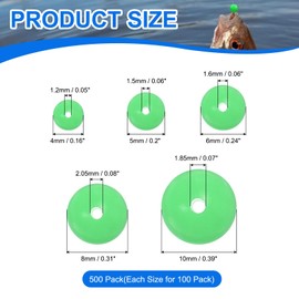 YELARXI Fishing Beads Glow Soft Plastic Fishing Bait Eggs Lure Rigs Accessories, 4/5/6/8/10 mm Fit for Saltwater Freshwater - Round (500 Pack, Green)