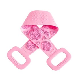 Silicone Body Scrubber – Deep Cleansing Bath Brush with Long Handle for Shower & Massage (Pink)