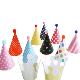Wrapables® Kids Mini-Sized Party Hats with Pom Poms and Crowns for Birthday Parties and Holidays