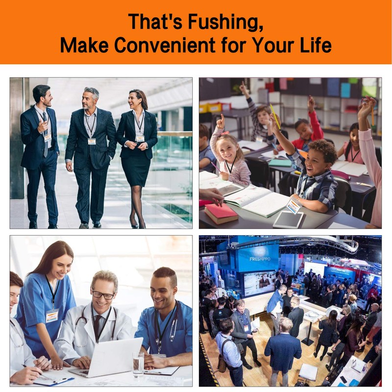 Fushing 70PCS Clear Waterproof Plastic Horizontal Badge Holders Name Tag