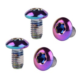 KOSJETHAS 4Pcs M5x10mm Water Bottle Cage Bolt T25 Head Torx for Road Bike MTB Mountain Bicycle Screws (Rainbow)