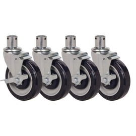 5" Universal Wire Shelving Caster Set of 4 | for All Brands of Wire Rack Shelving with 1" OD Tubing