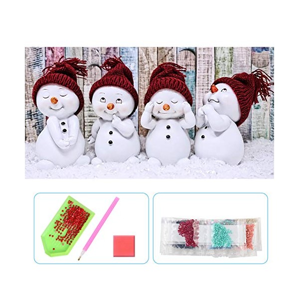 UPINS 5D DIY 20 x12 Inch Christmas Snowman Full Drill Rhinestone Diamond Art Painting Kits for Adult