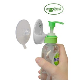 The Original AngellPod - Repositionable, Place Anywhere Wall Mounted Hand Sanitizer Holder, Pump Bottle Holder. Soap dispensor Holder. Suction Cup REPOSITIONS Self-Adhesive Sticks Anywhere!