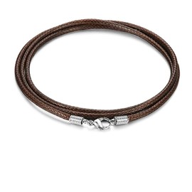 Leather Necklace Cord with Clasp, 16inch-24inch Braided Rope Necklace for Men Women 316L Stainless Steel Clasp, 2mm Black Leather Cord Necklace Brown Leather Necklace for Women (18 inch, Brown)