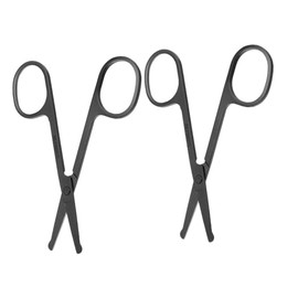 Stainless Steel Round Tip Scissors 2-Piece Set for Eyebrow Beard and Nose Hair Trimming Portable Small Beauty Scissors for Men and Women