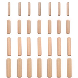 Tanbupu 28pcs Wooden Dowels Assorted M6 M8 M10 Hard Wood Grooved Plugs Furniture Woodwork Grooved Fluted Pin Craft for Grooved Fluted, Craft, DIY, Carpentry (6mm 8mm 10mm)