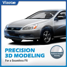 Vizotae Headlights Assembly for 2003-2007 Honda Accord Halogen Headlamp Replacement, High/Low Beam W/Bulbs, Driver & Passenger Side