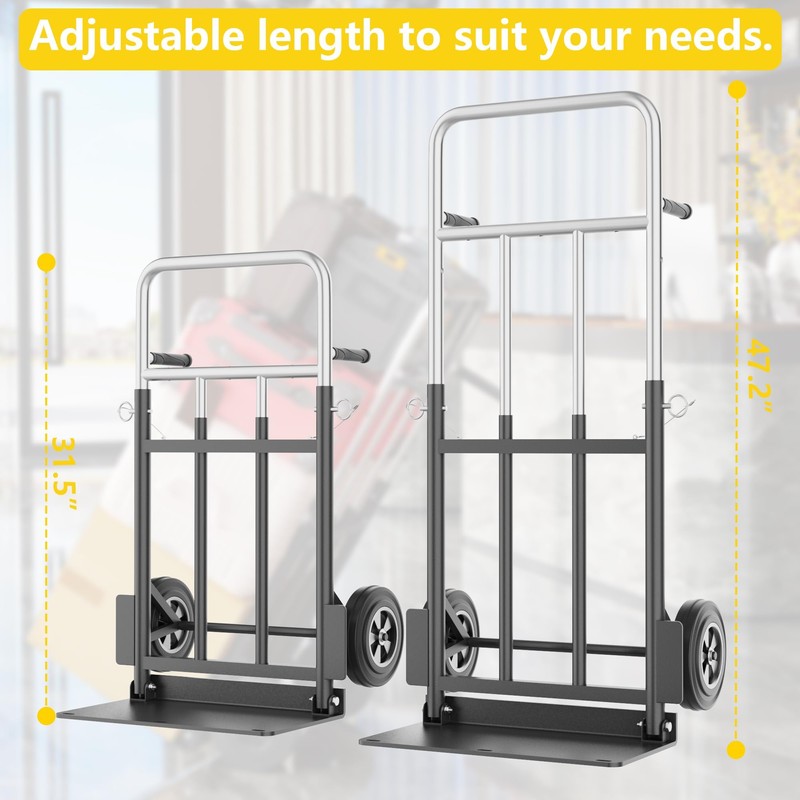 Hand Trucks Heavy Duty, Dolly Cart with Wheels 600LB Capacity,