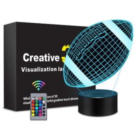 MENOMINO Football Gift 3D Night Light, 16 Colors Changes Remote Control 3D Night Lamp, LED Motorcycle Room Decor, Rugby Toys, Birthday Xmas Christmas Gifts for Boys Girls Kids