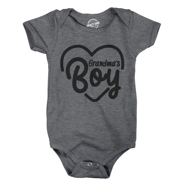 Crazy Dog T-Shirts Grandmas Boy Bodysuit – Cute Heart Design