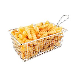 Restaurantware 10.3 x 4.8 Inch French Fry Basket 1 Rectangular Low Boy French Fry Holder - With Handle Stainless Steel Appetizer Basket Serve Chips Fries Or Shrimps