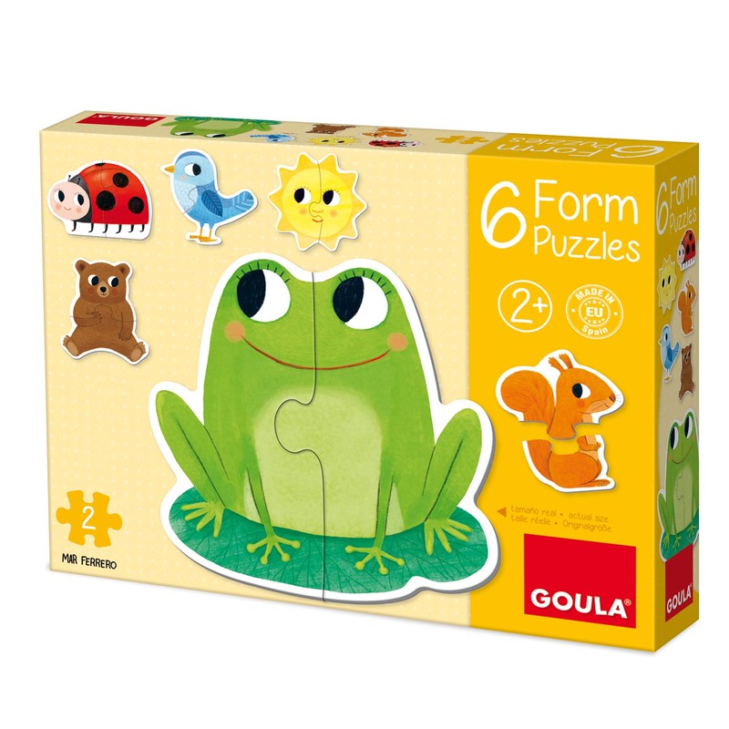 Goula 53173 6 Animal Shaped Puzzles, 2 Pieces, Multi-Colour, One