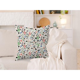 JMICPTUB Mahjong Pillow Covers 18x18, Gifts for Mahjong Lovers Players, Mah Jong Accessories Gifts Decorative Throw Pillow Covers for Home Bedroom Living Room