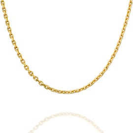 PAVOI Italian Solid 925 Sterling Silver Chain Necklace, 22K Gold Plated, 1.5mm Italian Diamond-Cut Cable Chain Necklace for Women and Men, MADE IN ITALY (18, Yellow Gold)