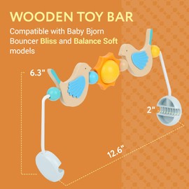 IMPRESA Wooden Baby Arch Toy Attachment Compatible with Baby Bjorn Bouncer, Bird Design to Stimulate Motor Skills, Durable Wooden Toy Bar, Easy to Use Bouncer Accessories