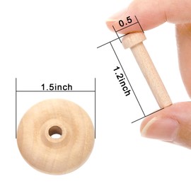 SOUJOY 72 Pack Wooden Toys Car Wheels and Sticks for Craft, 1.5'' x 1/2'' Toy Car Wheels, Mini Wooden Axle and Wheel Set for Crafts DIY Toy Cars Models Painting Colors Wood Working Pegboards