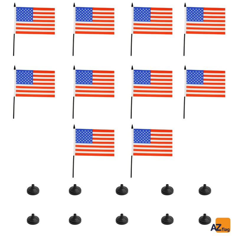 AZ FLAG Pack of 10 USA Table Flags 8.25 x