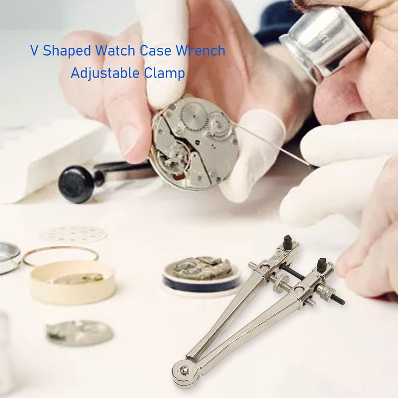 V Shaped Watch Case Back Opener Wrench Alloy Adjustable Large