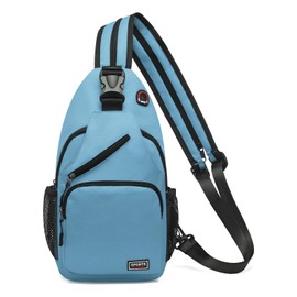 SUIKIHUM Convertible Sling Bag Crossbody Backpack, 12.9-Inch Pads Bags with Headphone Jack Shoulder Bag Casual Pack for Women Men Hiking Travel Cycling (Blue)