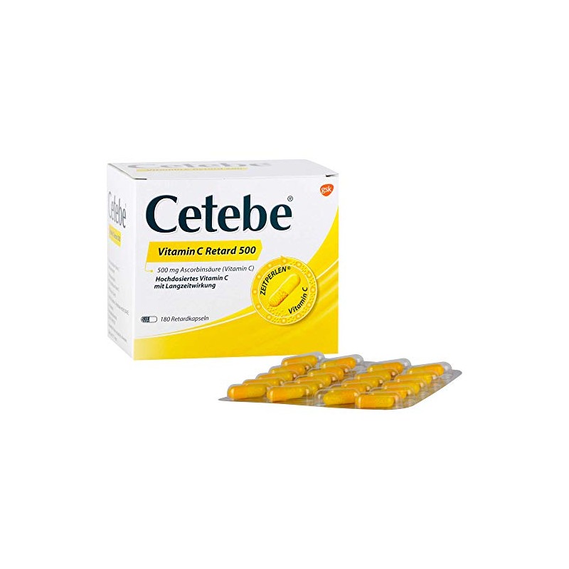 Cetebe Vitamin C Retard 500 Hartkapseln, 180 ct Capsules