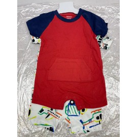 Carter's New Carters Baby Boys 18 Months Snap On Romper White W/ Vehicles Red 2 Pack AM33